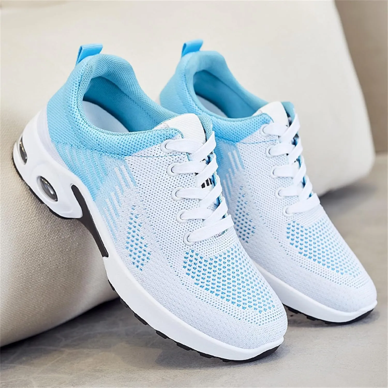 Air Cushion Sneakers for Women Casual Breathable Mesh Hollow Out Running Shoes Summer Lightweight Round Toe Slip On Orthopedic Shoes Comfortable Workout Sports Sneaker with Arch Support