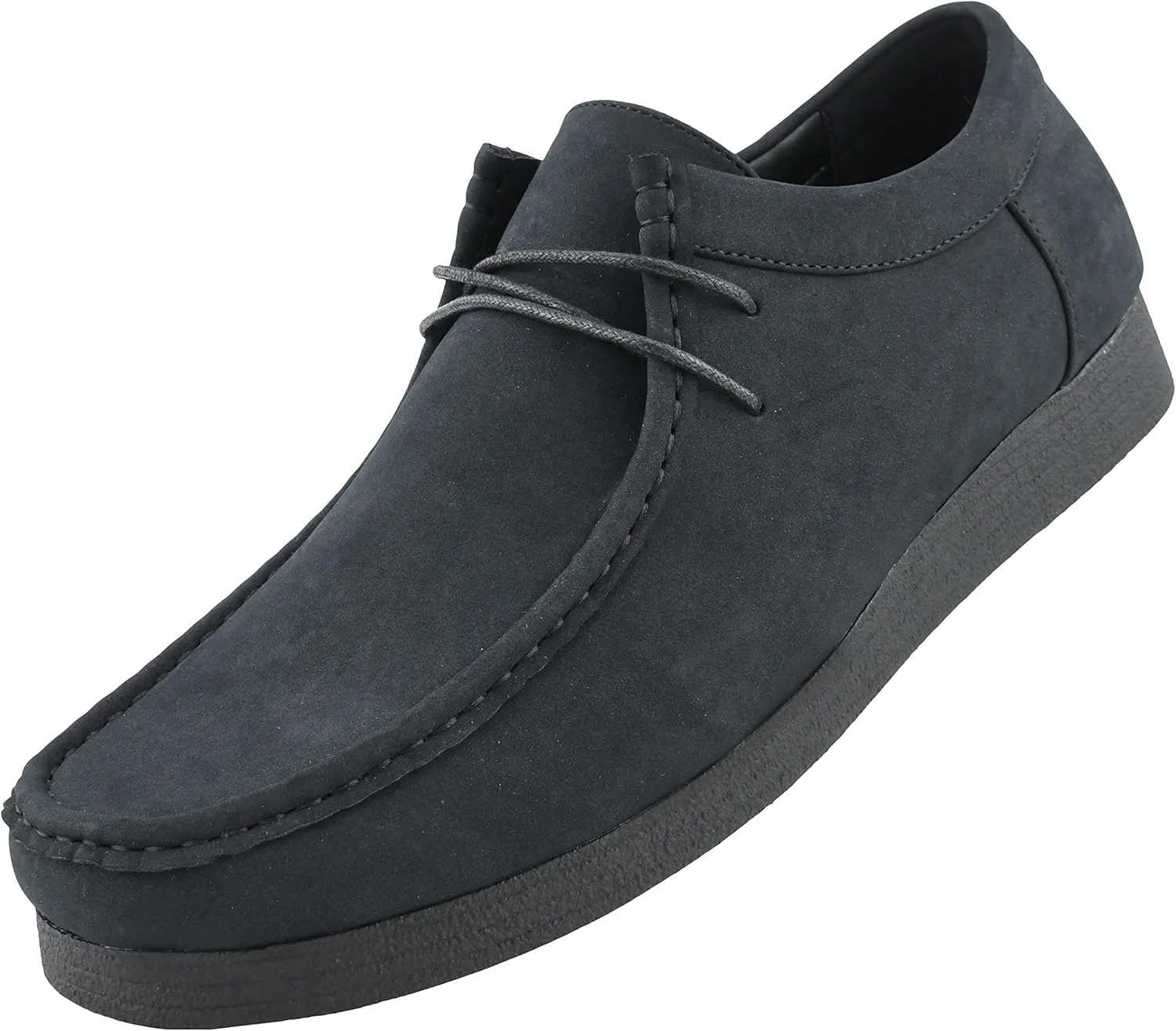 Amali Original Jason2 Low Chukka Boots for Men - Men's Low Top Casual Chukka Boots - Manmade Suede - Lace Up Crepe Rubber Sole - Moc Toe