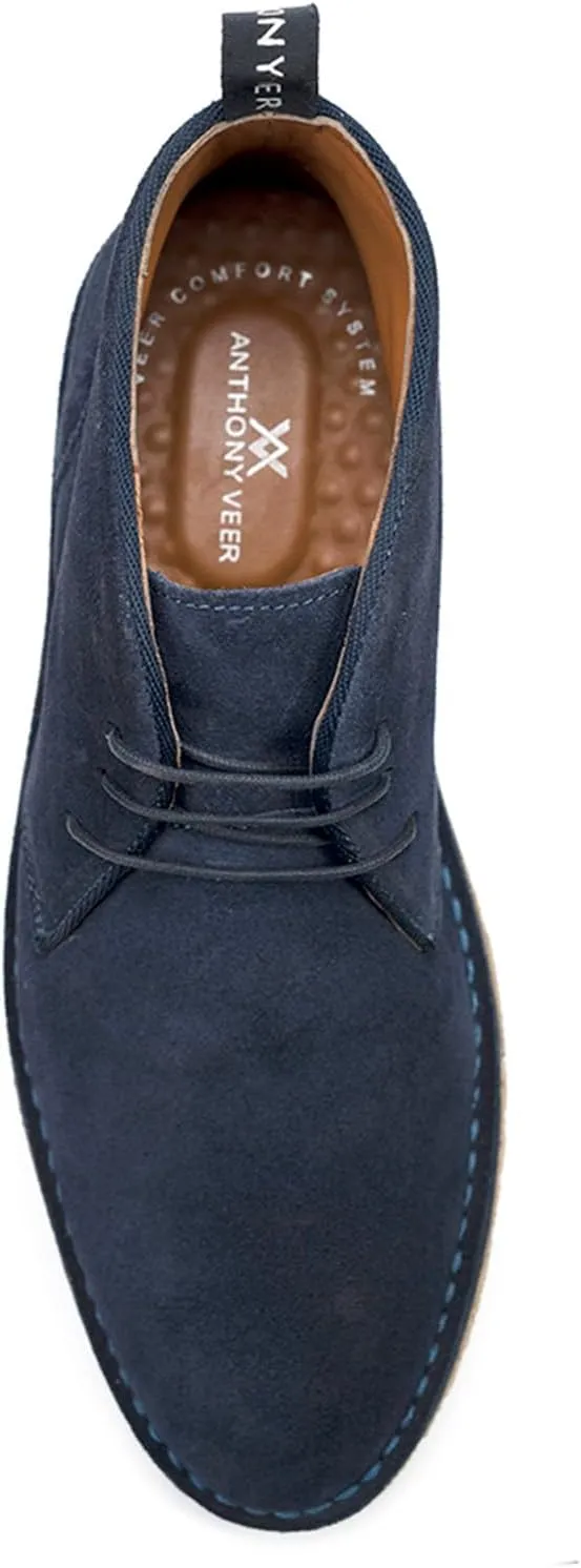 Anthony Veer George Ankle Chukka Boots for Men | Lace-up Mid-Top | Made with Premium Calfskin Suede | Original Crepe Outsole & Removable Leather Cushioned Footbed
