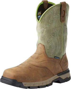 Ariat Rebar Flex Western Comp Toe H20 Rye Brown H20-10" Olive Green Top
