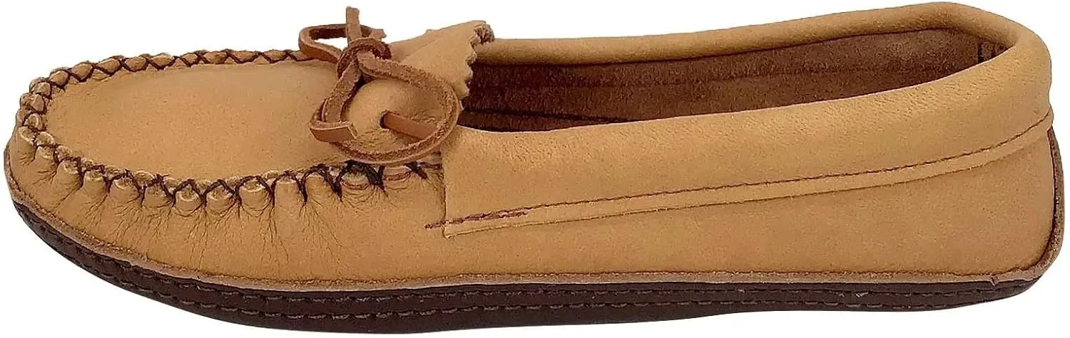 Bastien Industries Women's Moose Hide Leather with Heavy Oil Tan Sole Earthing Moccasins