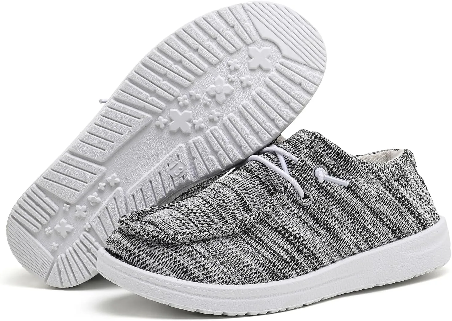 Betrue Kids Boys Girls Breathable Loafers Slip-On Casual Canvas Boat Shoes Lightweight Lace Up Loafers(Little Kid/Big Kid)