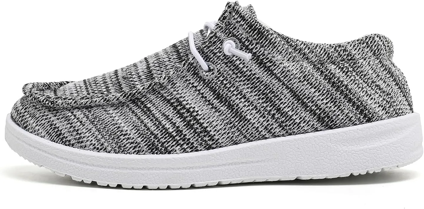 Betrue Kids Boys Girls Breathable Loafers Slip-On Casual Canvas Boat Shoes Lightweight Lace Up Loafers(Little Kid/Big Kid)