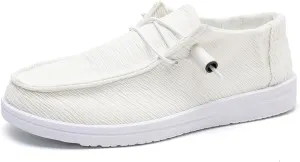 Betrue Womens Breathable Boat Shoes for Women, Womens Slip On Shoes Loafers Casual Deck Shoes, Womens Lightweight Canvas Lace Up Loafers