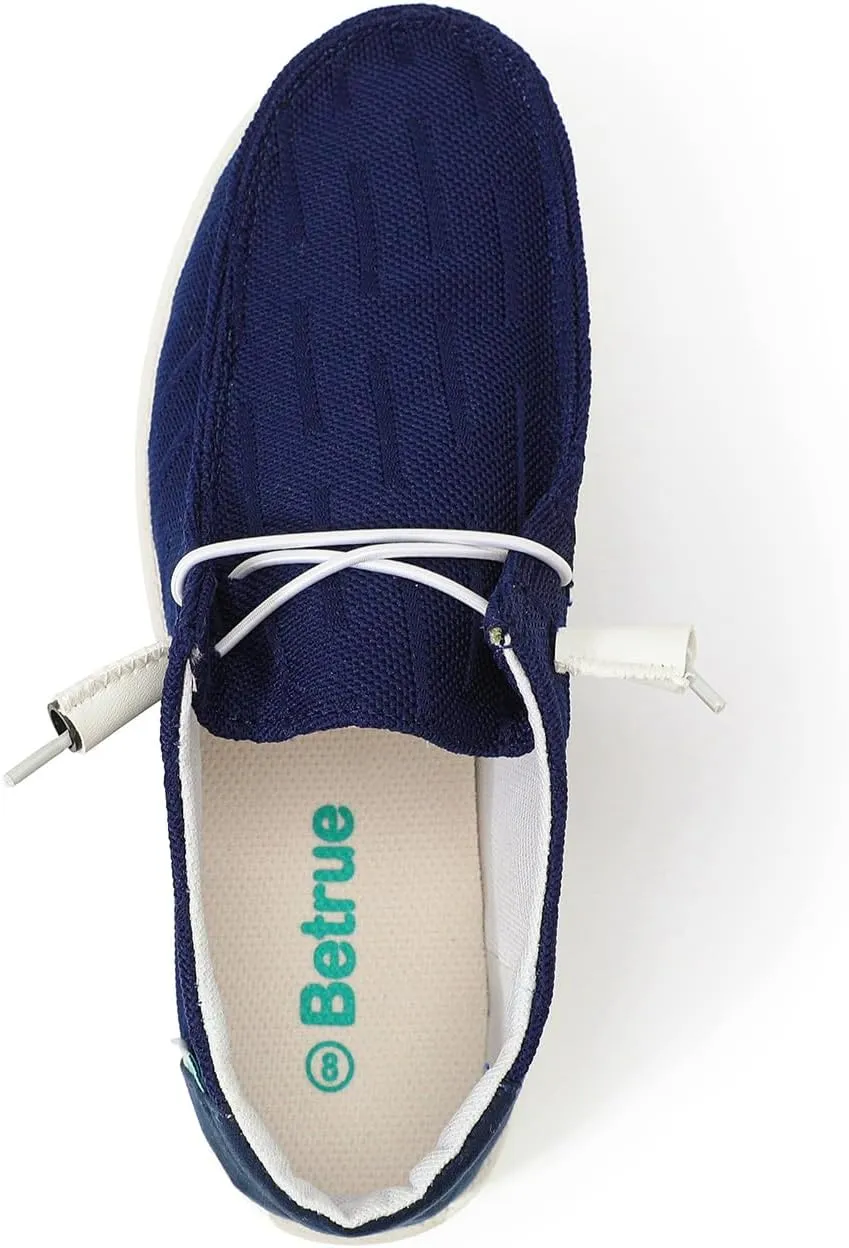 Betrue Women's Lightweight Boat Shoes, Casual Loafers, Slip On Deck Shoes, Breathable Canvas Sneakers