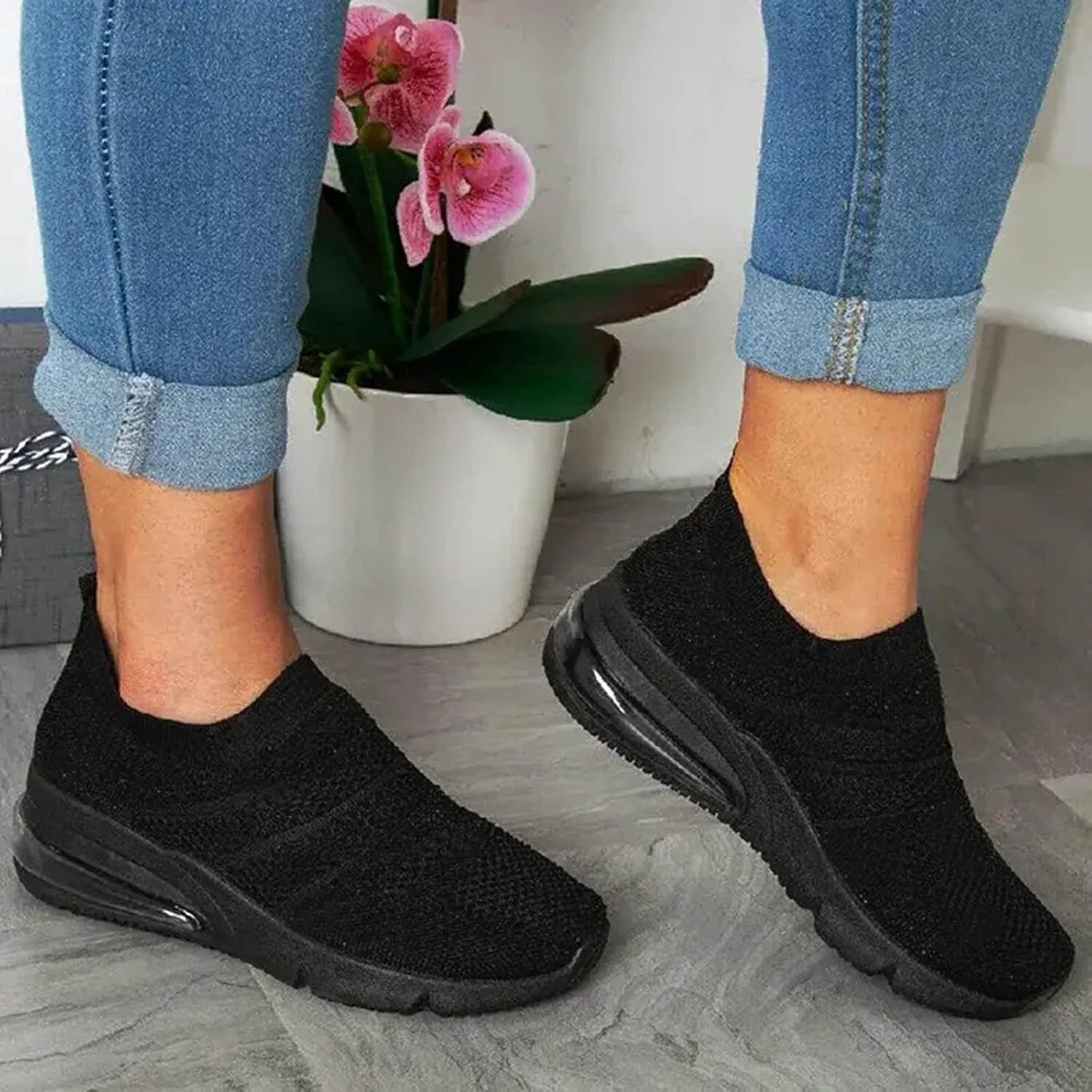 Black Tennis Shoes Women Slip Ons Women's Casual Slip-On Shoes Winter Tennis Shoes Women White Women's Sneakers Size 8 White Zapatos Negros Con Plataforma De Vestir para Mujer