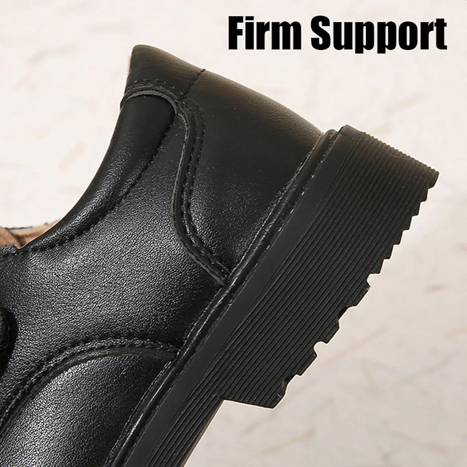 Boy School Shoes Kids Oxford School Uniform Loafer Girls Church Dress Shoes Black Hook and Loop Comfort Boys Tainers