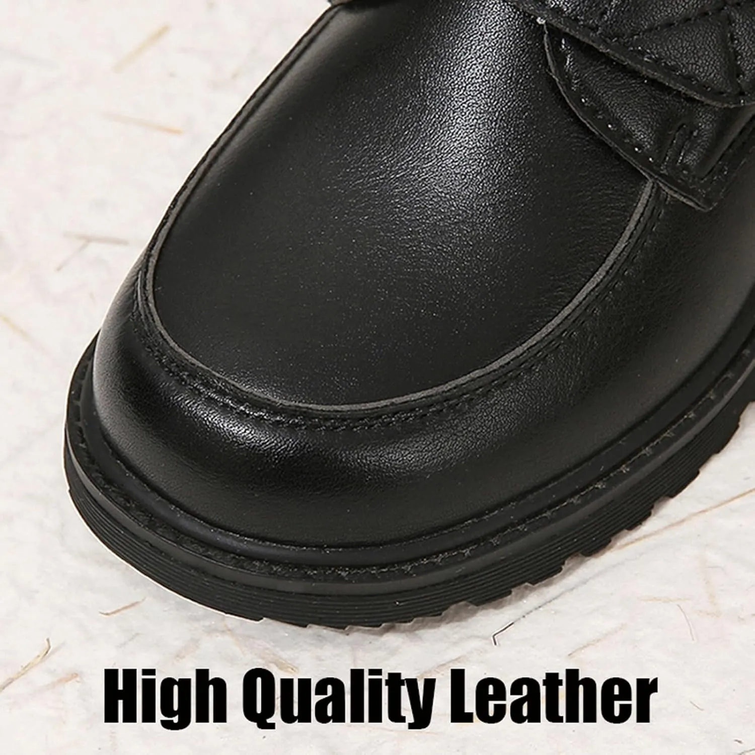 Boy School Shoes Kids Oxford School Uniform Loafer Girls Church Dress Shoes Black Hook and Loop Comfort Boys Tainers