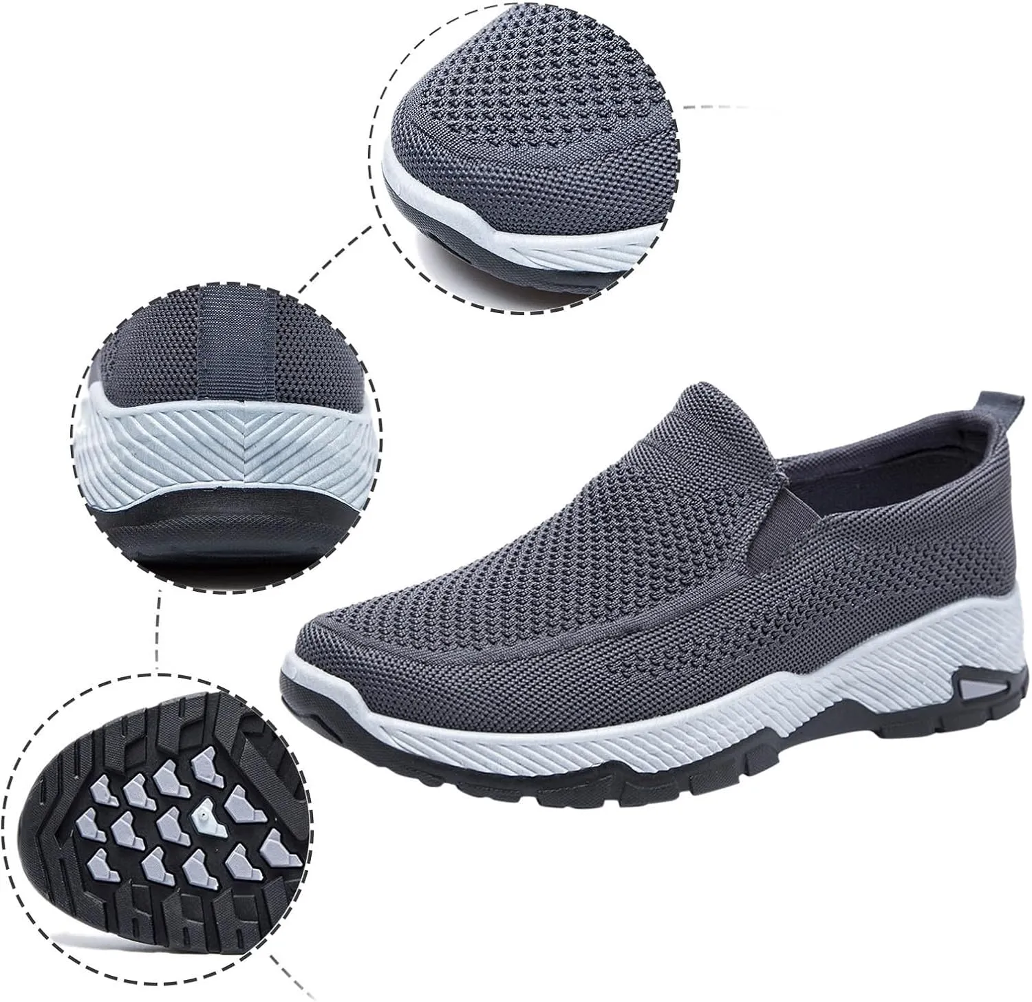 Casual Dress Shoes Men's Fashion Solid Color Mesh Breathable Casual Shoes One Foot Stirrup Non Slip Soft Sole Walking