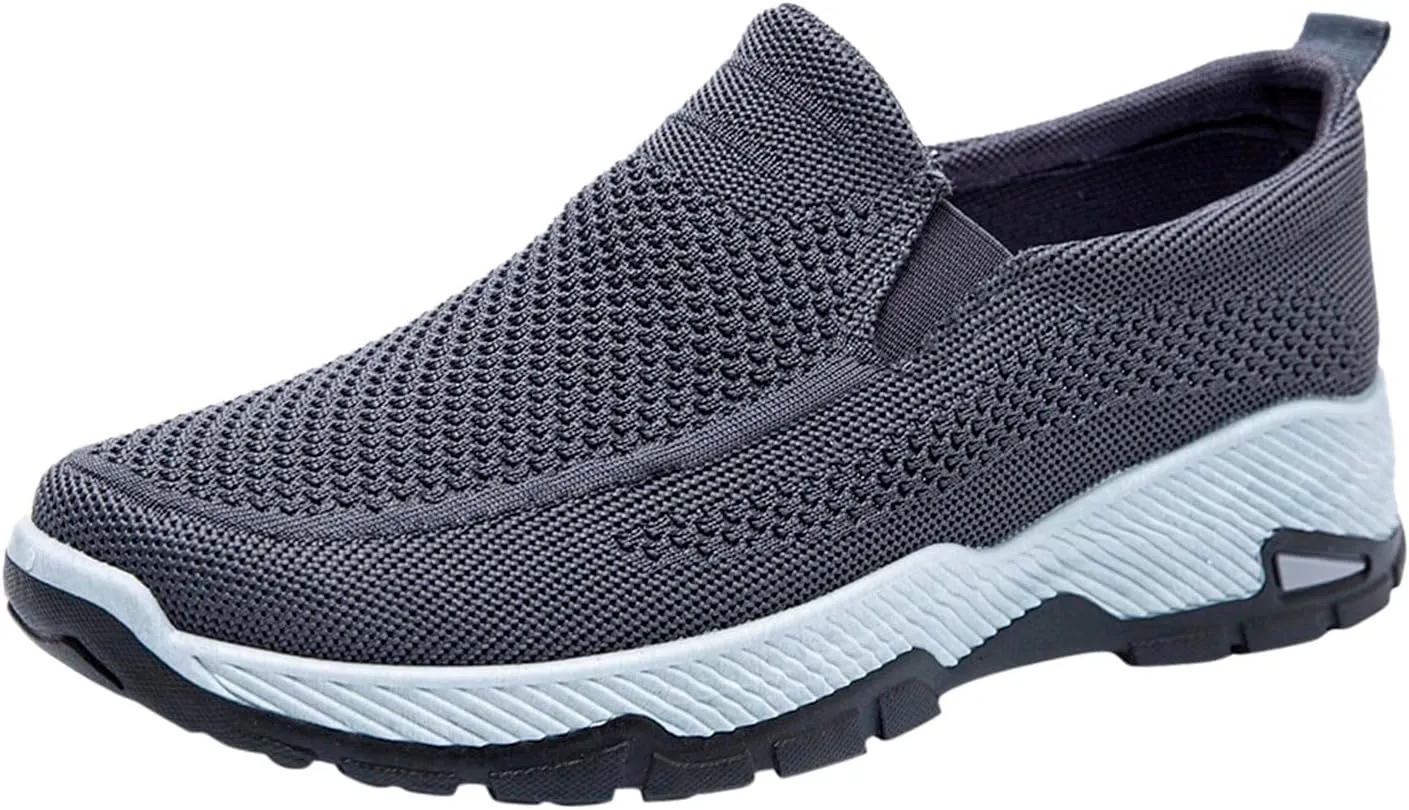 Casual Dress Shoes Men's Fashion Solid Color Mesh Breathable Casual Shoes One Foot Stirrup Non Slip Soft Sole Walking