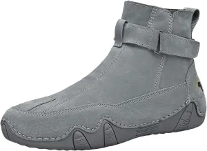 Casual Shoes for Men Men's Boots New Side Zipper High Top Men's Shoes Outdoor Casual Hand Sewn Leather Boots