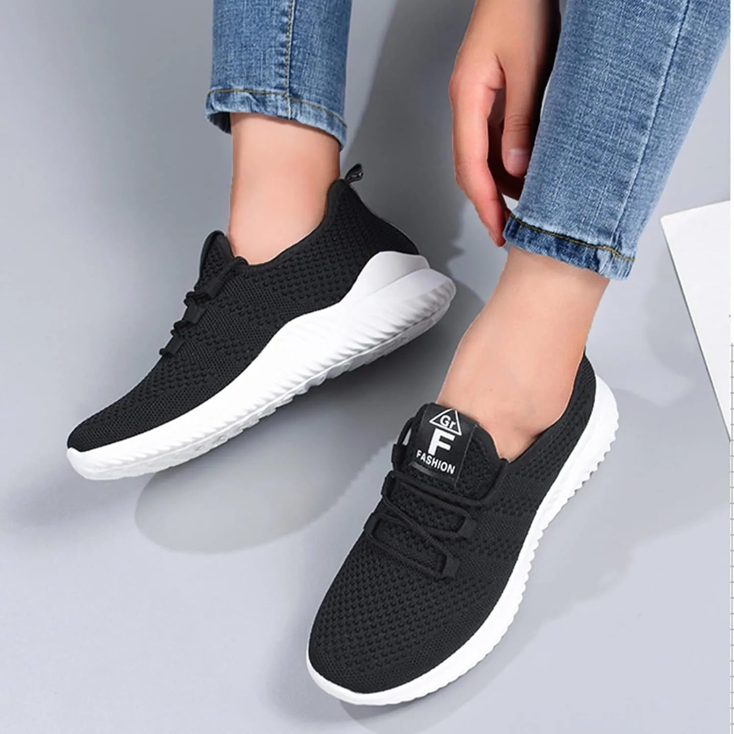 Casual Sneakers for Women Lightweight Breathable Non Slip Mesh Hollow Out Walking Shoes Work Shopping Travel Canvas Shoes Comfortable Sports Workout Gym Sneakers for Running
