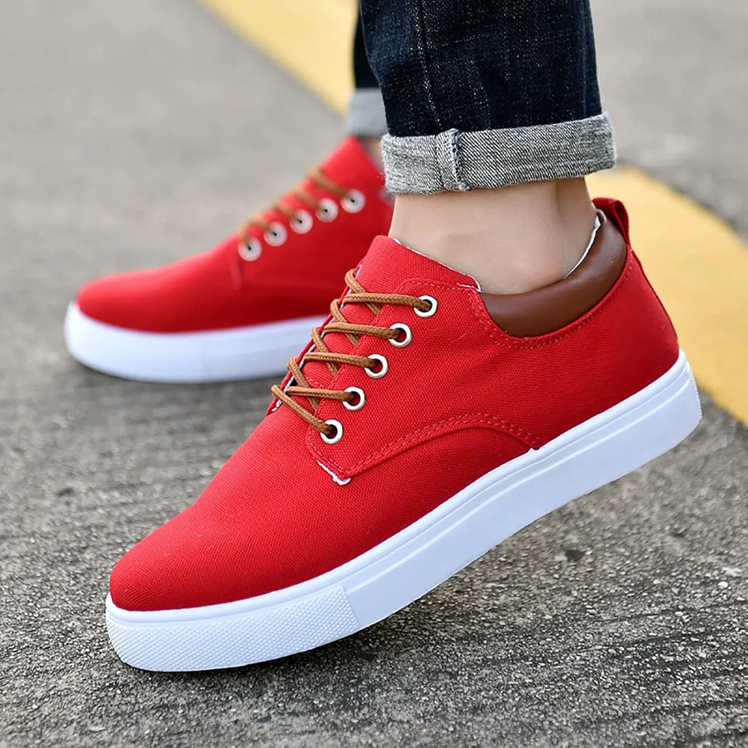 Casual Walking Shoes Men Low Top Canvas Walking Shoes Lace Up Fashion Casual