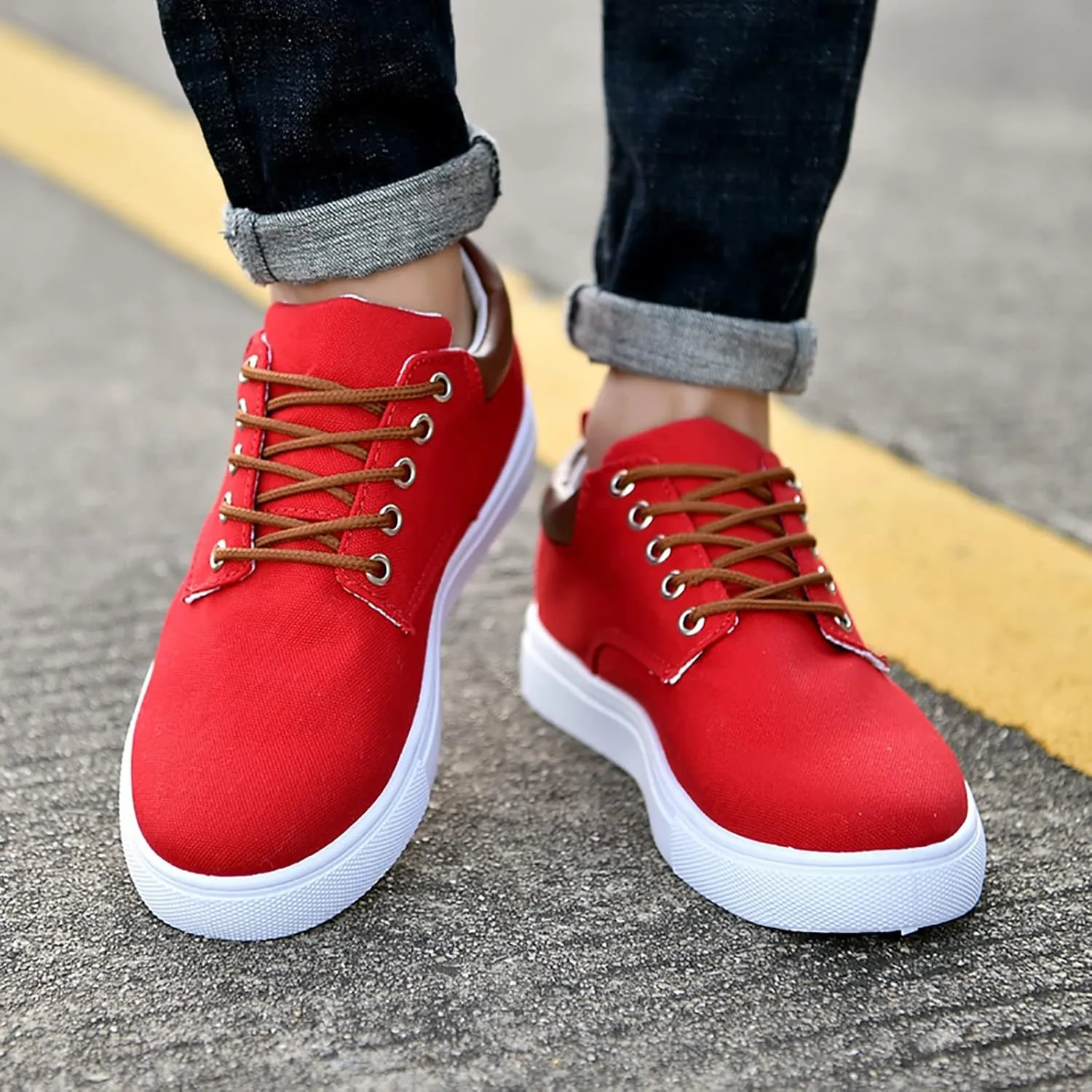 Casual Walking Shoes Men Low Top Canvas Walking Shoes Lace Up Fashion Casual