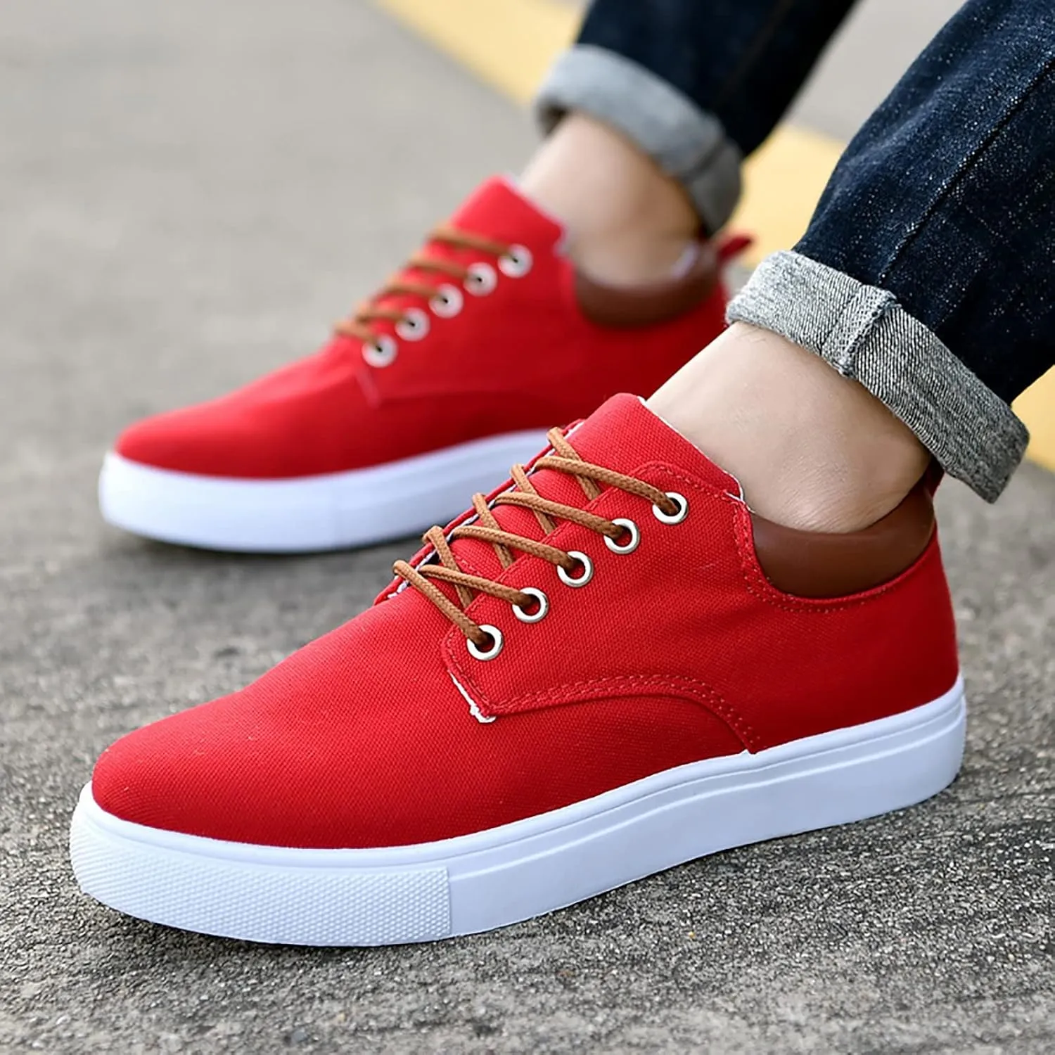 Casual Walking Shoes Men Low Top Canvas Walking Shoes Lace Up Fashion Casual