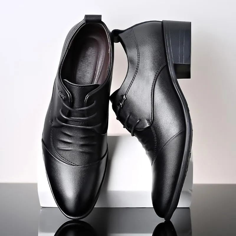 Classic Men's Leather Dress Shoes Mens Fashion Classic Pointed Toe Low Oxfords Shoes Comfort Hand Stitched Business Formal Derby Shoes for Men