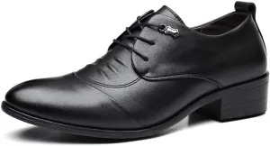 Classic Men's Leather Dress Shoes Mens Fashion Classic Pointed Toe Low Oxfords Shoes Comfort Hand Stitched Business Formal Derby Shoes for Men