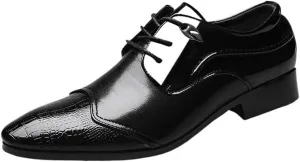 Classic Oxford Dress Shoes for Men Patent Leather Business Formal Wedding Comfortable Non-Slip Lace-Up Office Stylish Men's Shoes