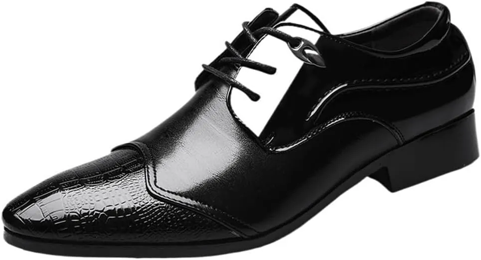 Classic Oxford Dress Shoes for Men Patent Leather Business Formal Wedding Comfortable Non-Slip Lace-Up Office Stylish Men's Shoes