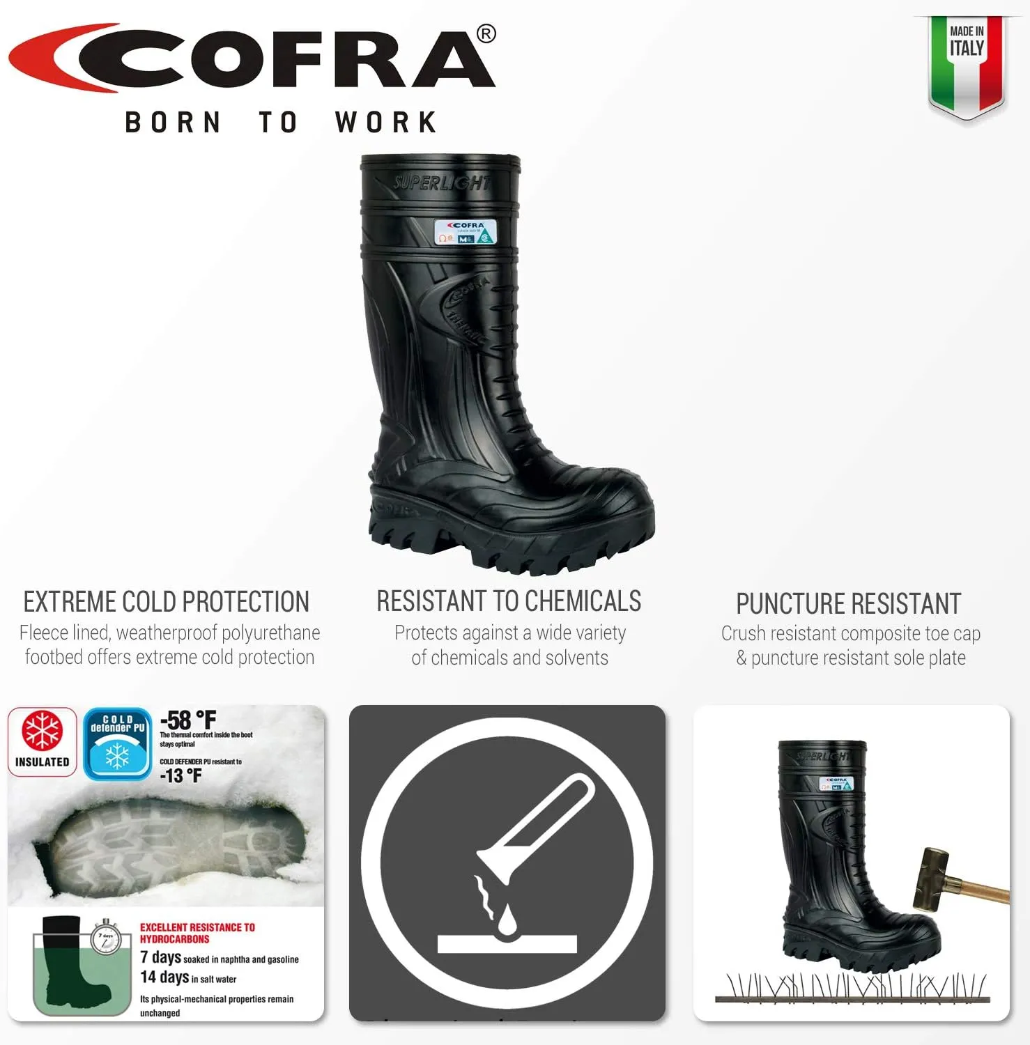 Cofra 00040-CU3.W10 Thermic Metguard EH PR Safety Boots, 10, Black