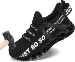 COKAFIL Steel Toe Shoes for Men Women Slip On Work Safety Cap Sneakers Comfortable Puncture Proof Slip Resistant Shoes