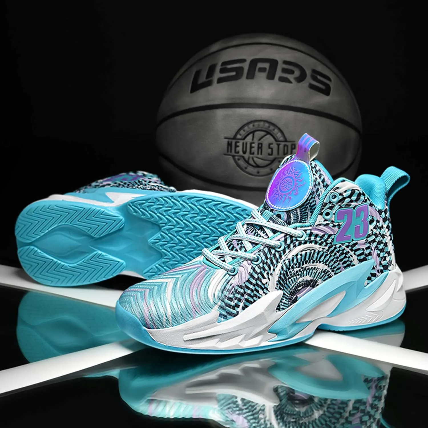 Cool Color Matching Lace up Basketball Shoes for Men Women Travel Hiking Shoes