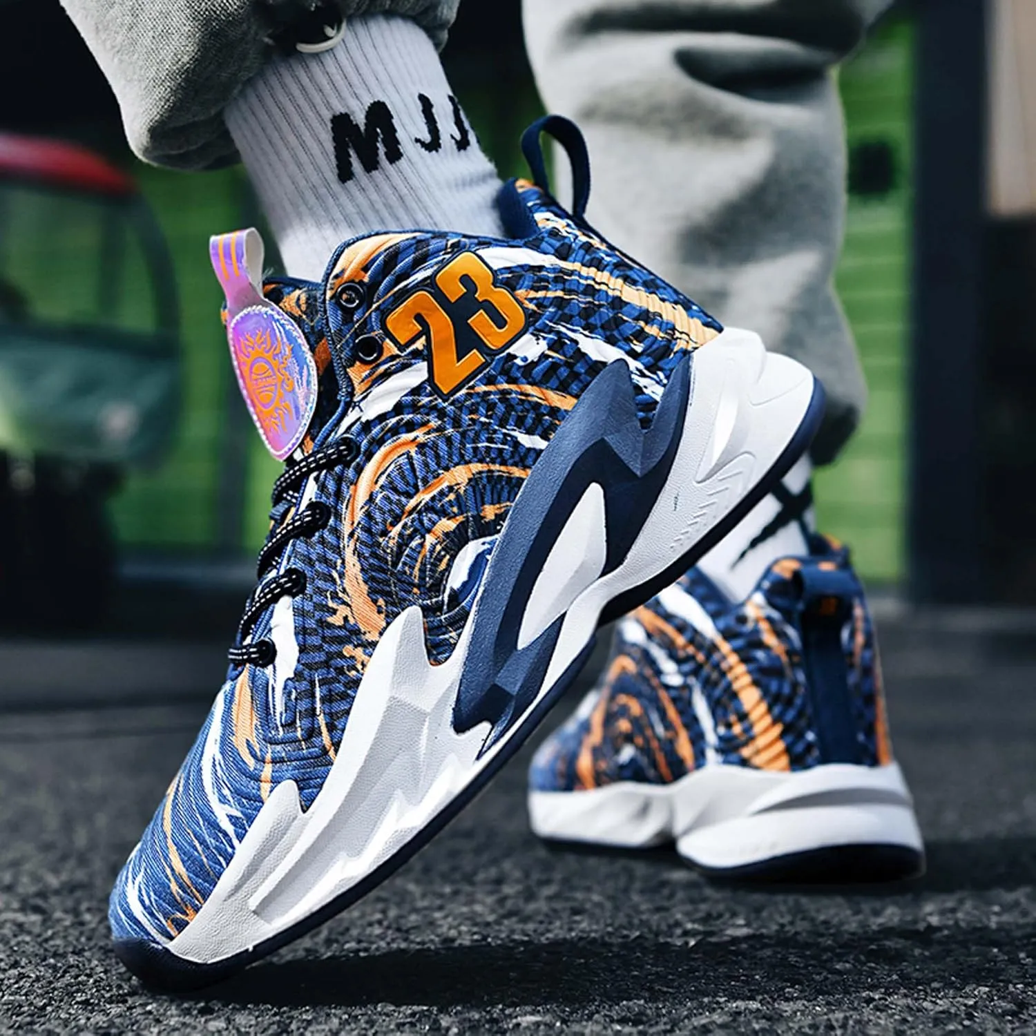 Cool Color Matching Lace up Basketball Shoes for Men Women Travel Hiking Shoes