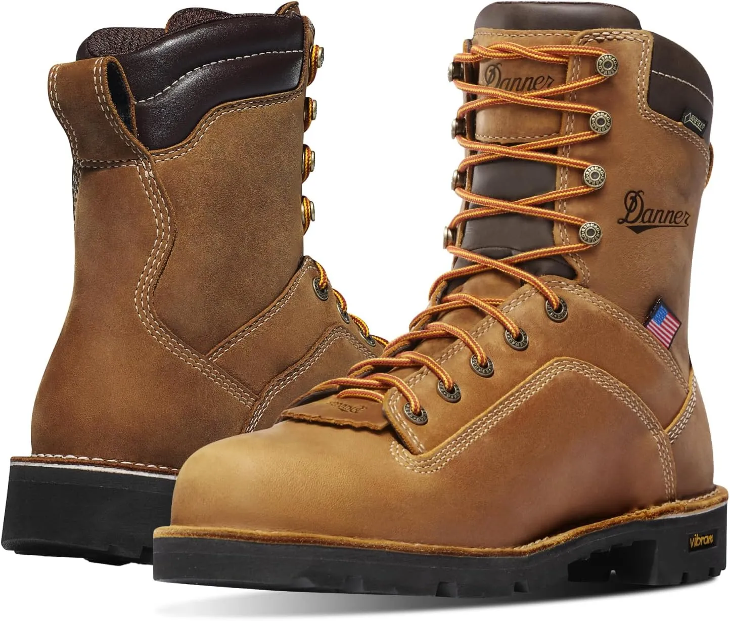 Danner 8” Quarry USA Waterproof Work Boots for Men - Full-Grain Leather with Gore-Tex, 3-Density Cushion Footbed & Traction Heel Outsole, EH Resistant