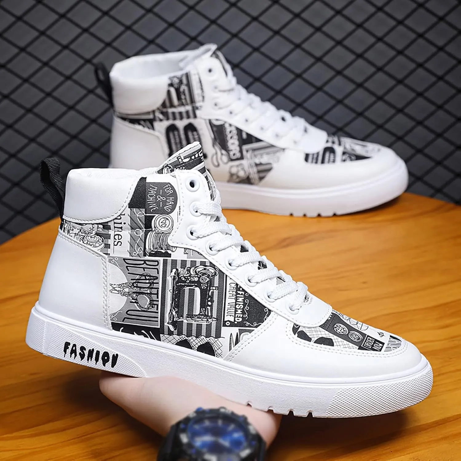 Fashion Sneakers Comfortable Men Shoes High Top Fashion Casual Shoes for Walking Lace Up Sports