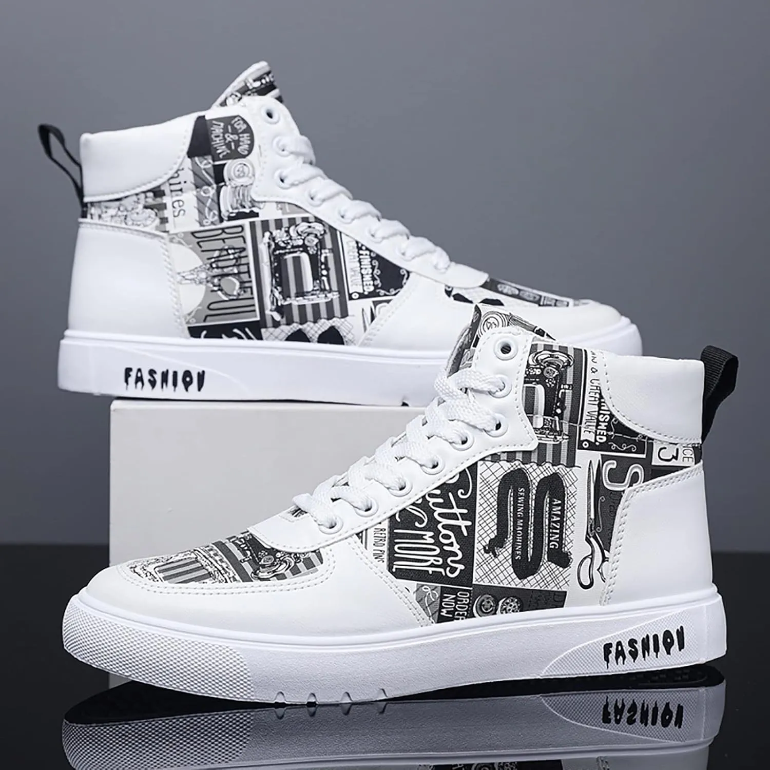 Fashion Sneakers Comfortable Men Shoes High Top Fashion Casual Shoes for Walking Lace Up Sports