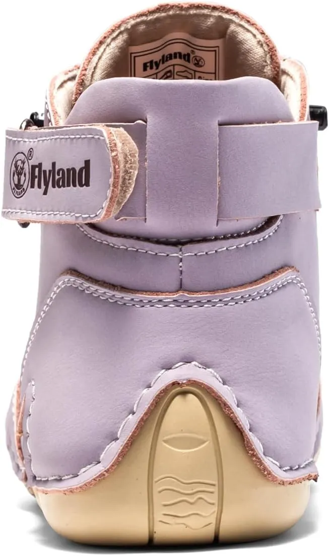 FLYLAND Women's Casual Leather Fashion Sneakers Handmade Ankle Chukka Boots Lightweight Slip-On Loafers Walking Driving Shoes