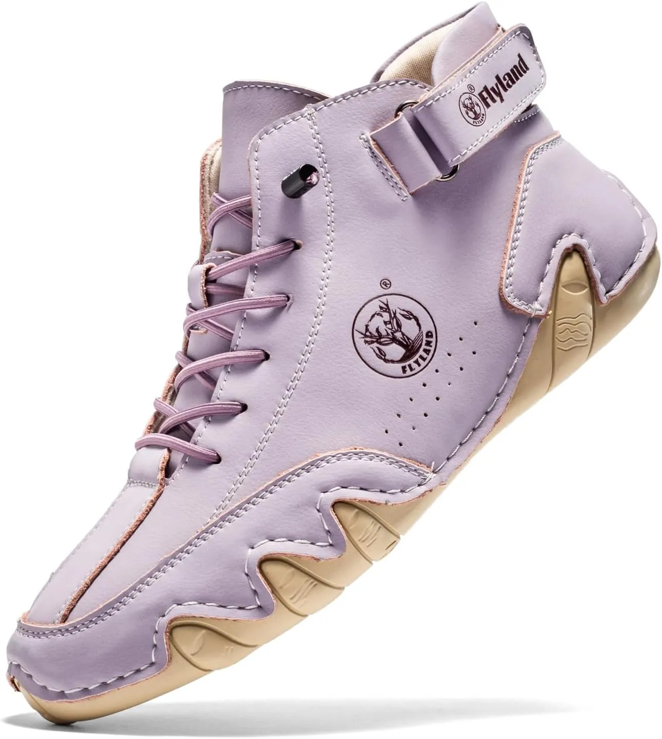 FLYLAND Women's Casual Leather Fashion Sneakers Handmade Ankle Chukka Boots Lightweight Slip-On Loafers Walking Driving Shoes