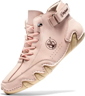 FLYLAND Womens Casual Leather Fashion Sneakers Handmade Ankle Chukka Boots Lightweight Slip-On Loafers Walking Driving Shoes