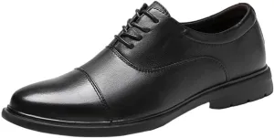 Formal Oxford Dress Shoes for Men Leather Business Wedding Comfortable Pointed Toe Classic Lace Up Non-Slip Walking Shoes for Men