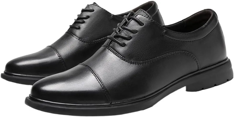 Formal Oxford Dress Shoes for Men Leather Business Wedding Comfortable Pointed Toe Classic Lace Up Non-Slip Walking Shoes for Men