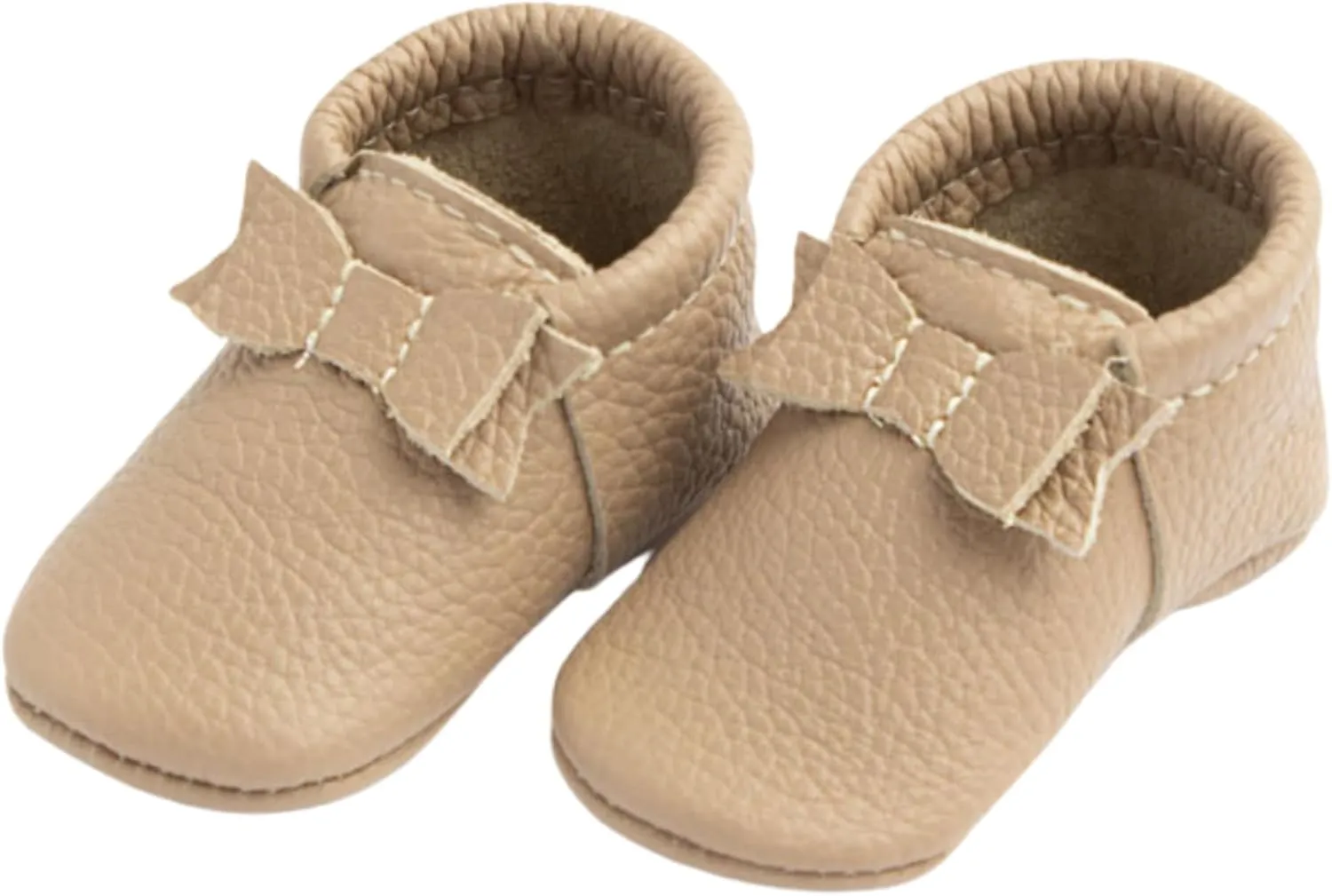 Freshly Picked First Pair Bow Moccasins for Infant Girls - Leather Baby Moccasins - Soft Sole, Barefoot Shoes