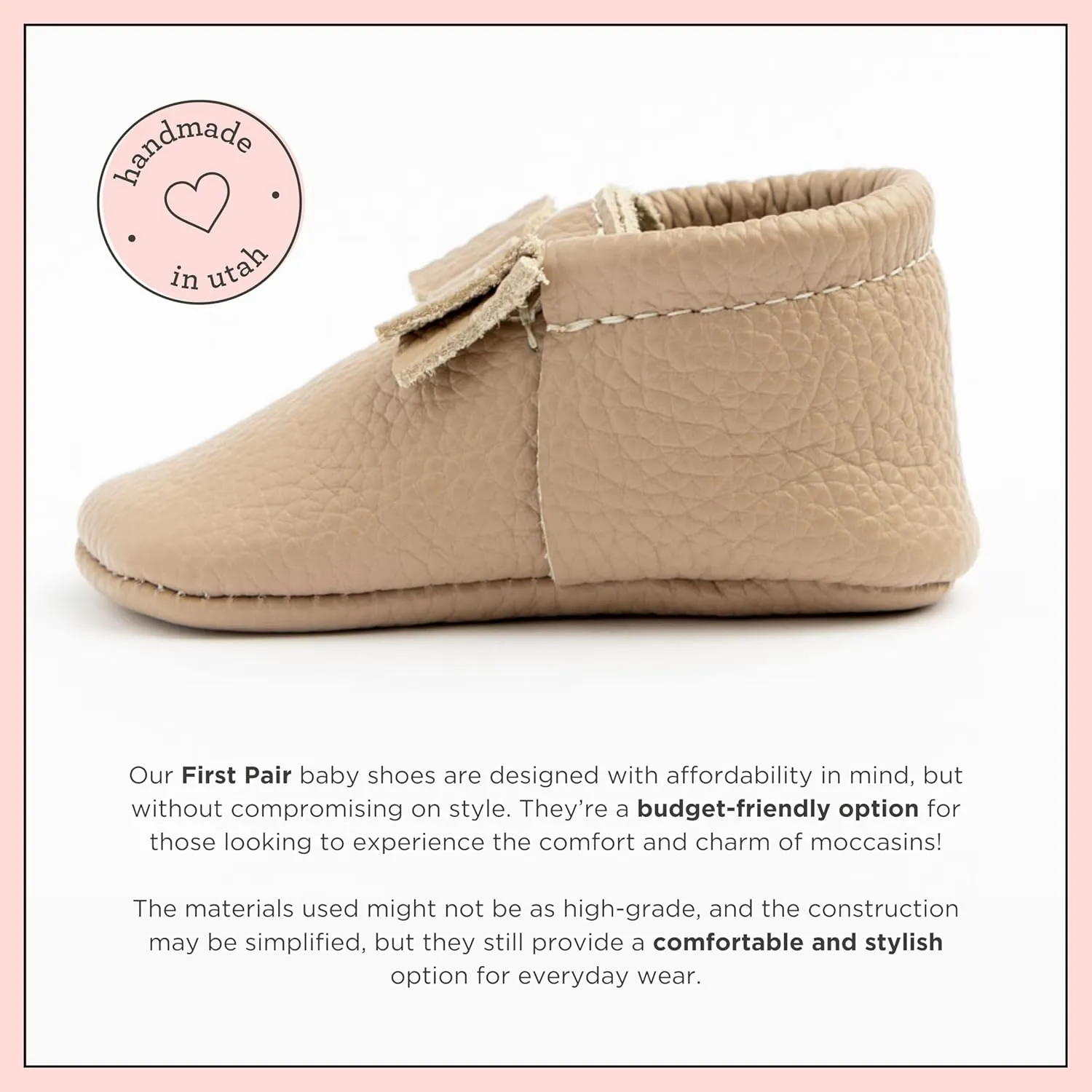 Freshly Picked First Pair Bow Moccasins for Infant Girls - Leather Baby Moccasins - Soft Sole, Barefoot Shoes