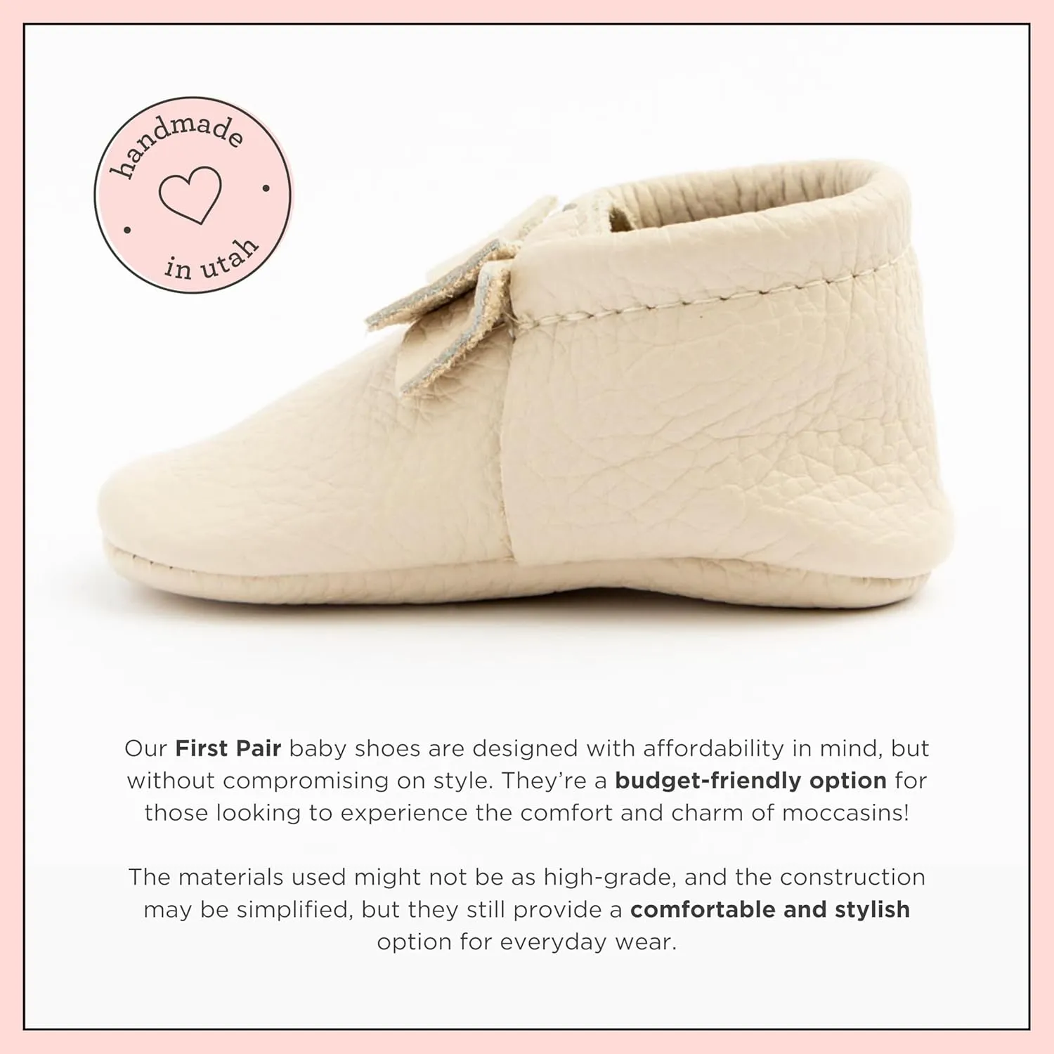 Freshly Picked First Pair Bow Moccasins for Infant Girls - Leather Baby Moccasins - Soft Sole, Barefoot Shoes
