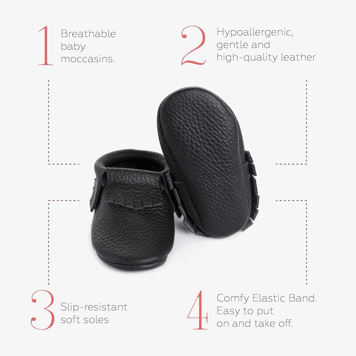 Fringe Baby Moccasins (Italian Leather) Baby Shoes, Soft Sole Baby Shoes, Newborns, Infants & Toddlers - Handmade Genuine Leather Baby Boy Shoes, Baby Girl Shoes