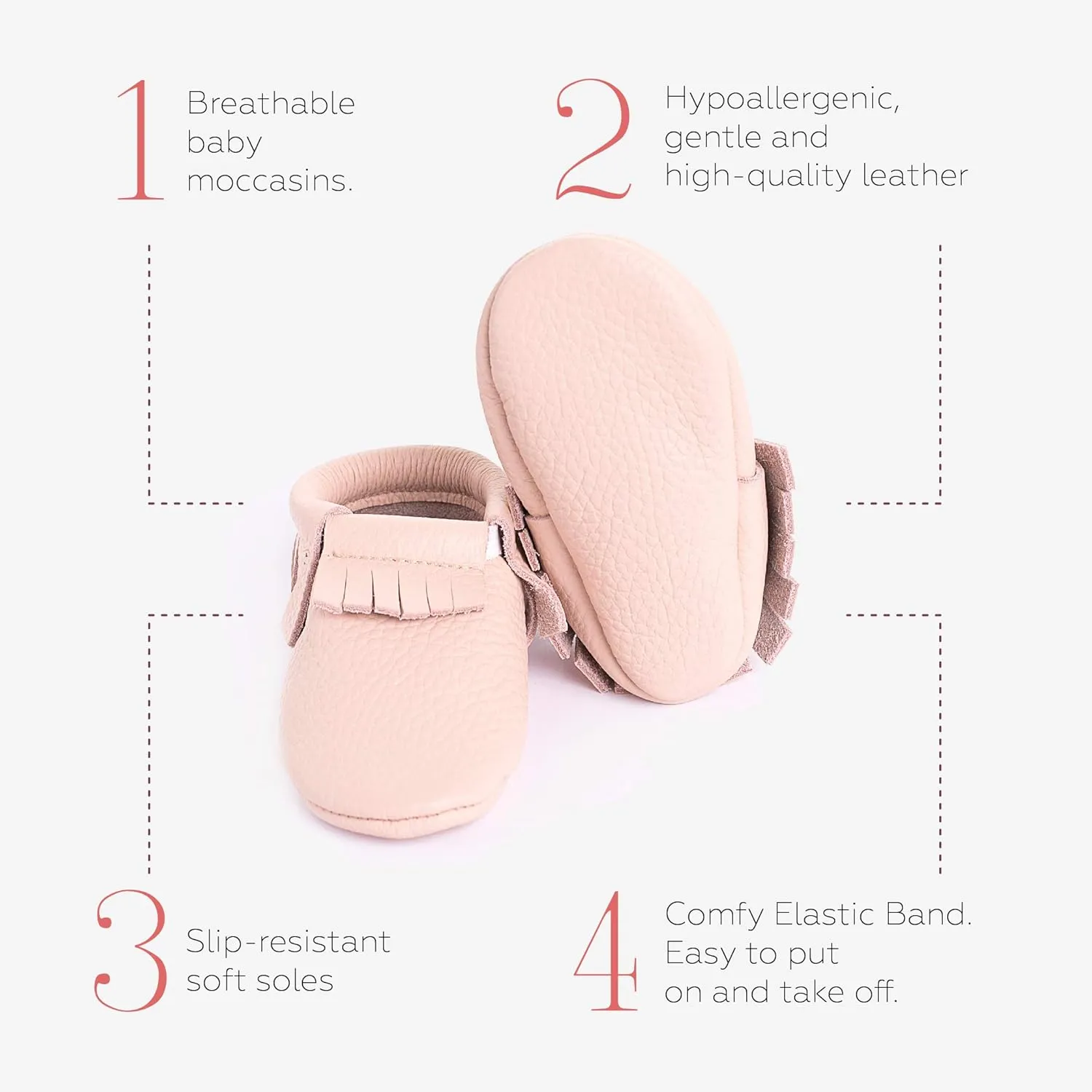 Fringe Baby Moccasins (Italian Leather) Baby Shoes, Soft Sole Baby Shoes, Newborns, Infants & Toddlers - Handmade Genuine Leather Baby Boy Shoes, Baby Girl Shoes