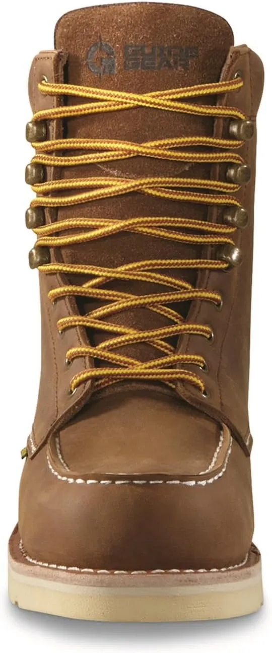 Guide Gear 8 Wedge Moc Toe Waterproof Work Boots for Men, Leather Construction Mid-High Shoes, Moisture-Wicking Lining