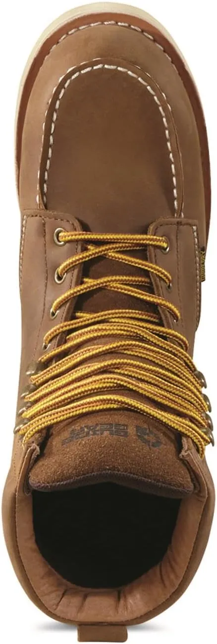 Guide Gear 8 Wedge Moc Toe Waterproof Work Boots for Men, Leather Construction Mid-High Shoes, Moisture-Wicking Lining