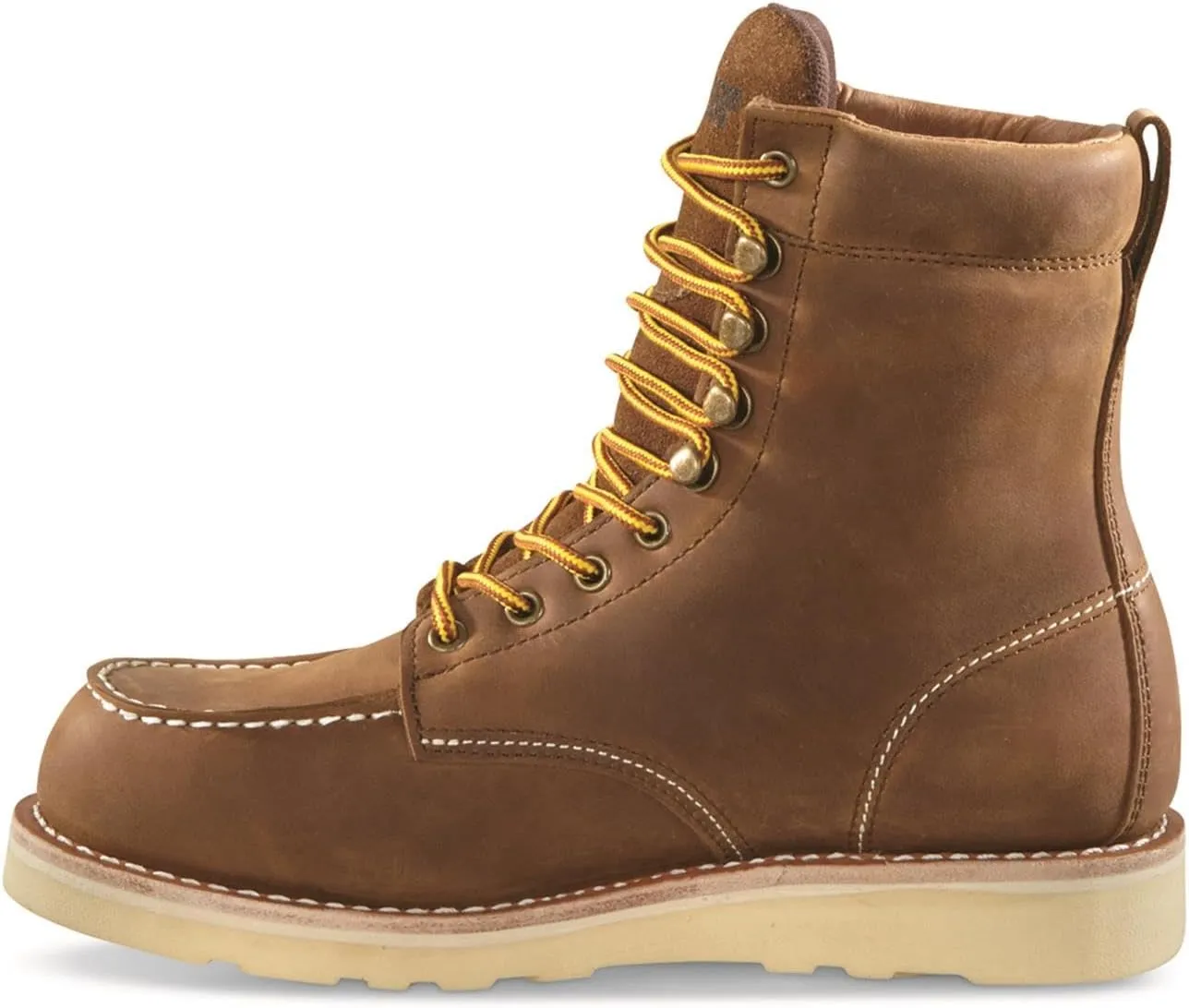 Guide Gear 8 Wedge Moc Toe Waterproof Work Boots for Men, Leather Construction Mid-High Shoes, Moisture-Wicking Lining