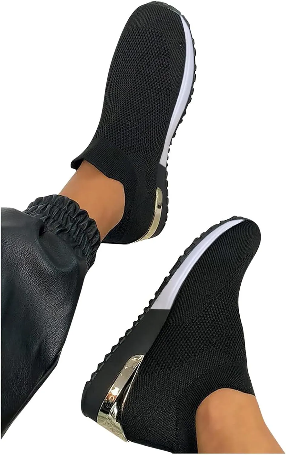 High Top Wedge Sneakers for Women Size 12 Size 9 Women's Slip Resistant Shoes Black Slip On Shoes Women Wide Width White Chunky Platform Sneakers for Women Slip On Walking Shoes with Arch Support