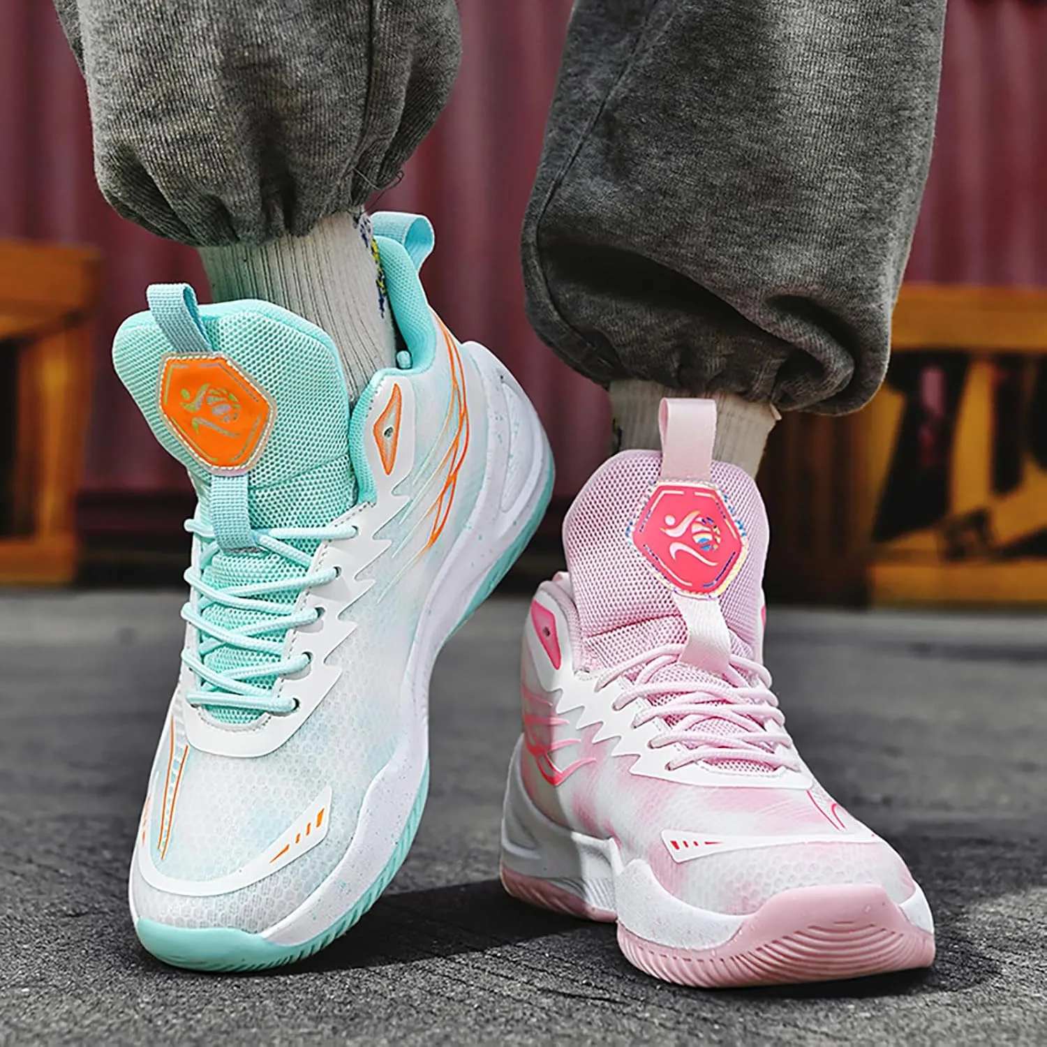 High Top Womens Mens Basketball Shoes Breathable Non Slip Outdoor Sneakers Comfortable Fashion Athletic Training Sport Shoes