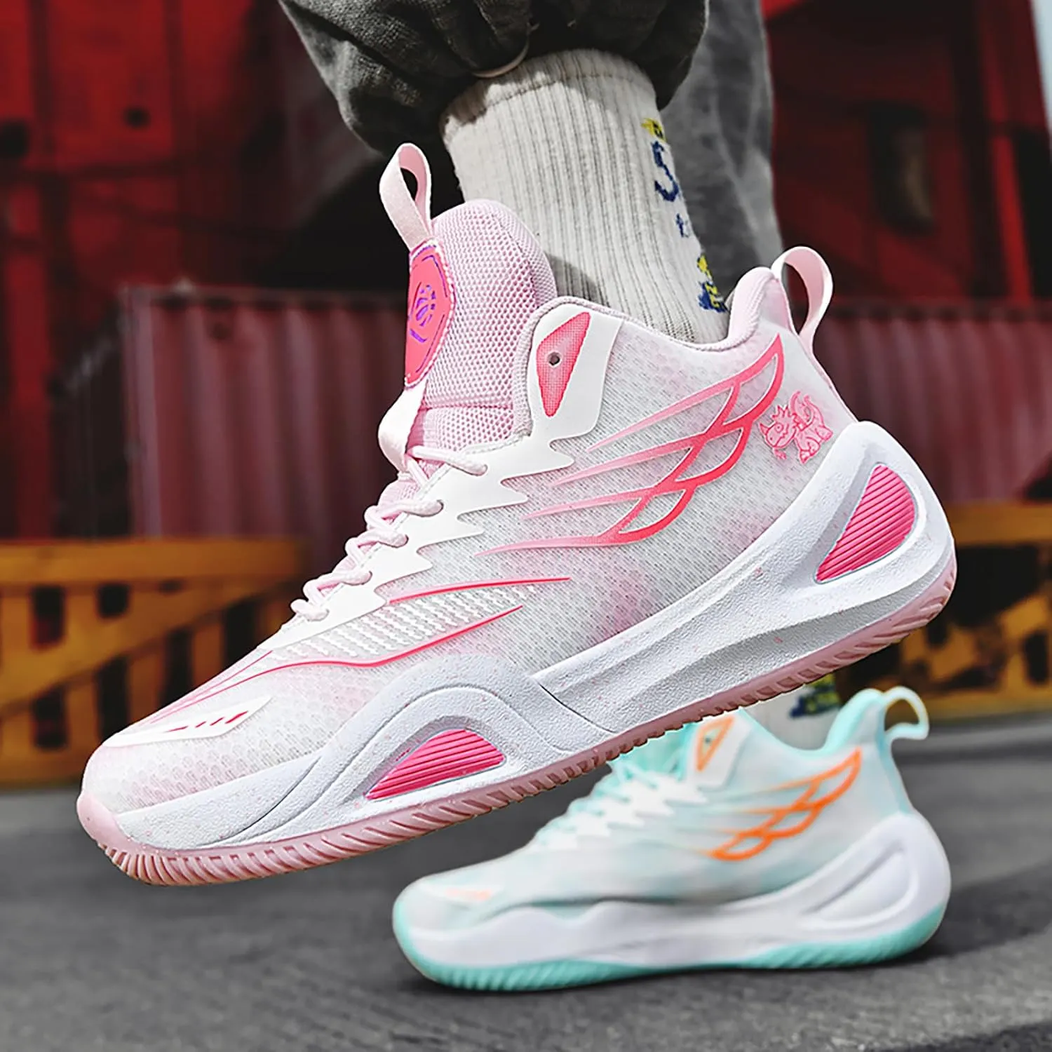 High Top Womens Mens Basketball Shoes Breathable Non Slip Outdoor Sneakers Comfortable Fashion Athletic Training Sport Shoes