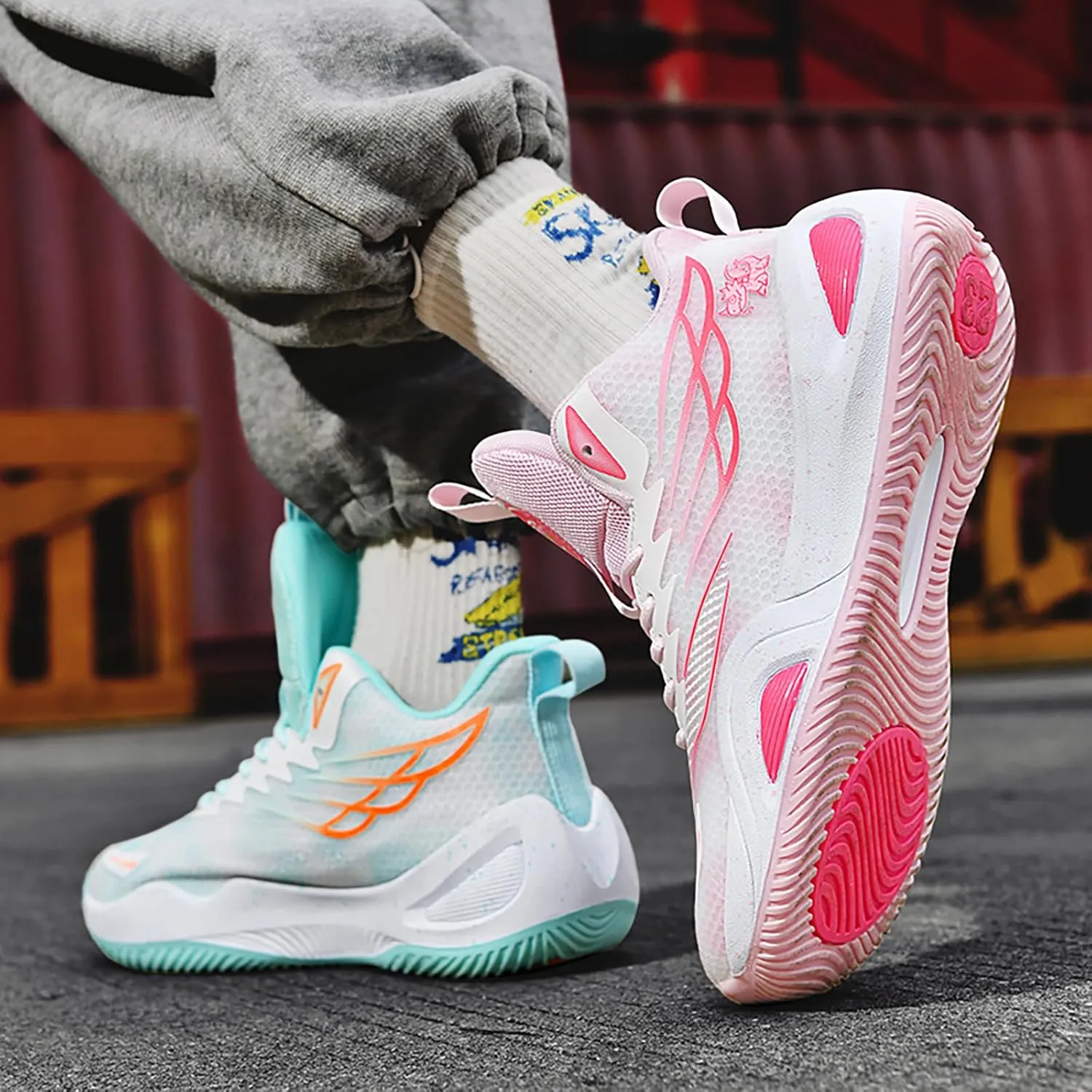 High Top Womens Mens Basketball Shoes Breathable Non Slip Outdoor Sneakers Comfortable Fashion Athletic Training Sport Shoes