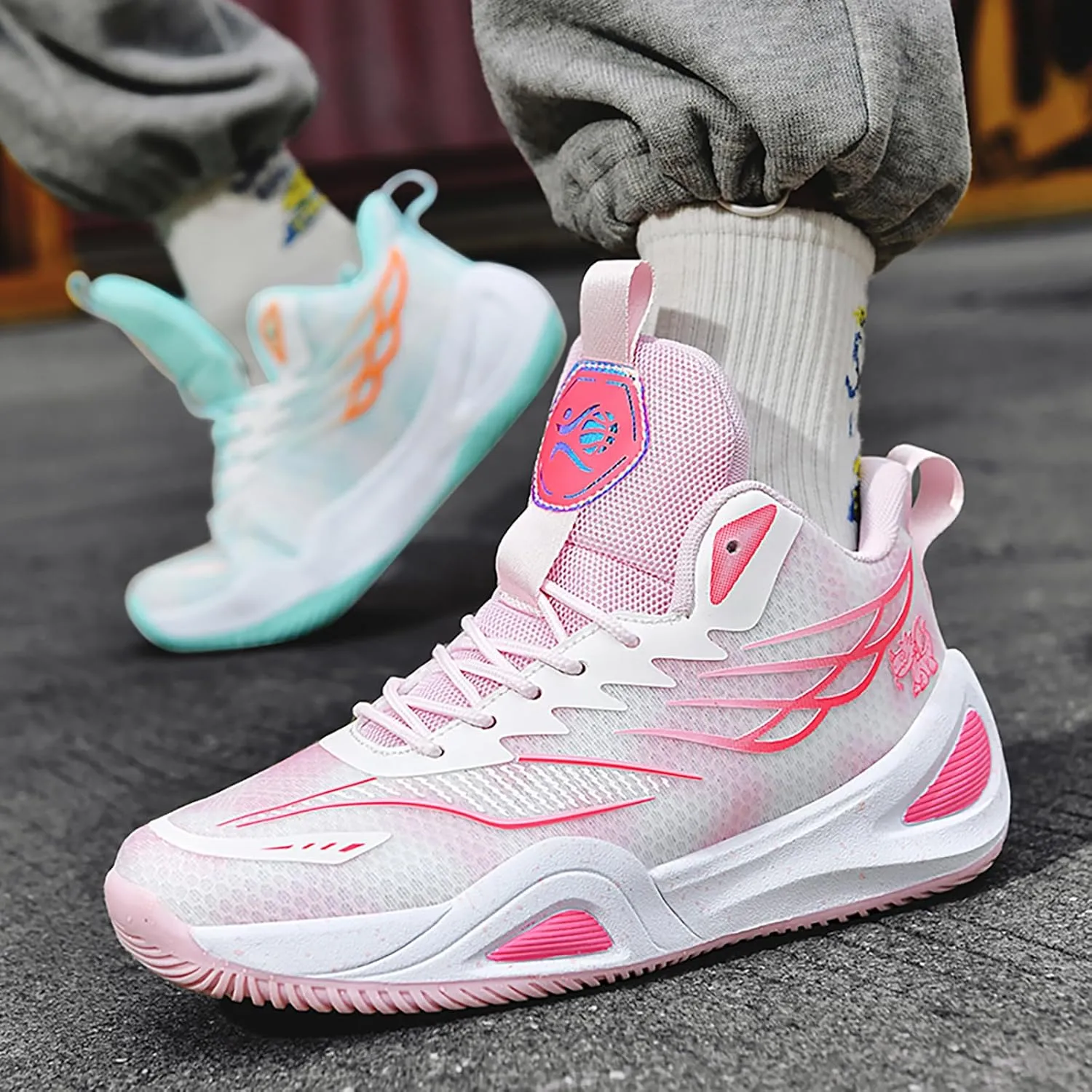High Top Womens Mens Basketball Shoes Breathable Non Slip Outdoor Sneakers Comfortable Fashion Athletic Training Sport Shoes