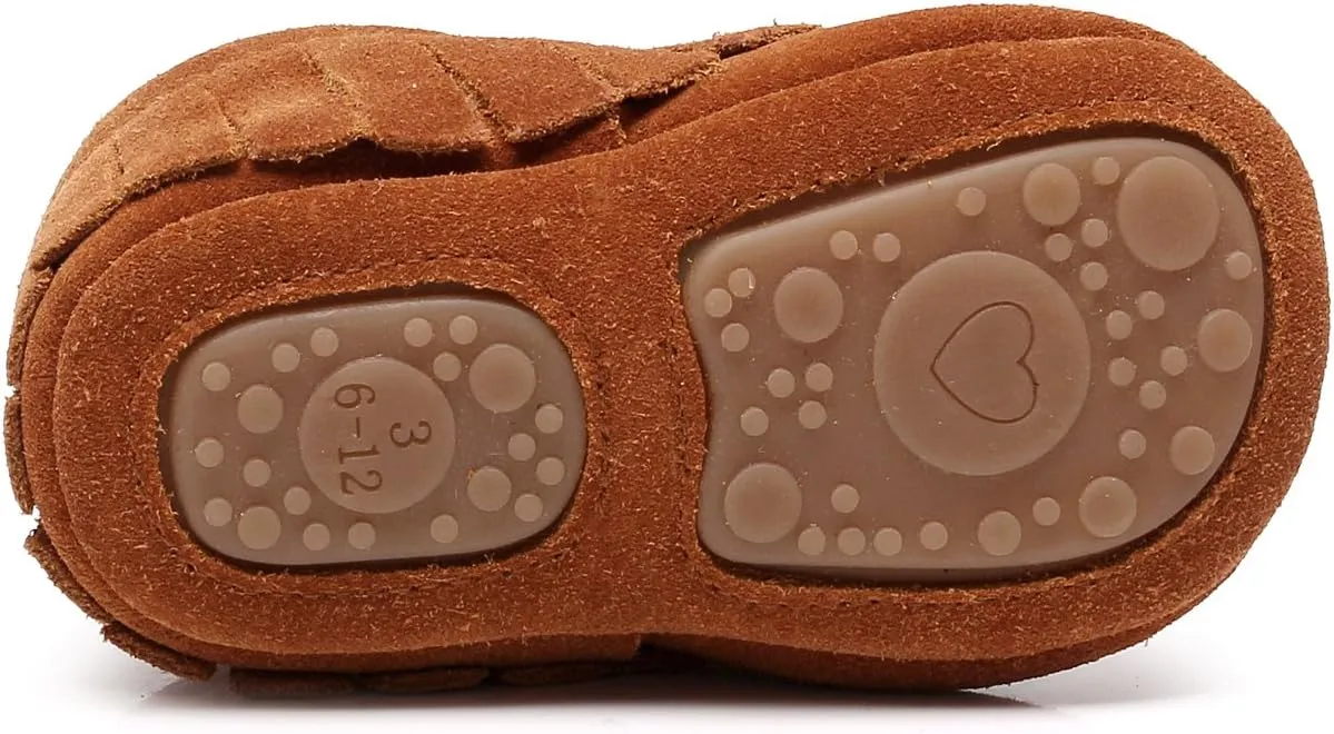 HONGTEYA Leather Baby Moccasins Hard Soled Tassel Crib Toddler Shoes for Boys and Girls…