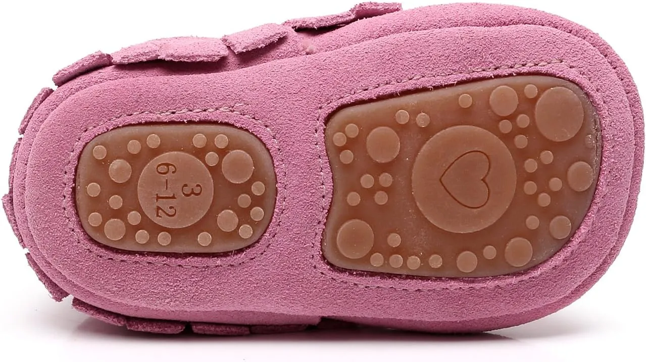HONGTEYA Leather Baby Moccasins Hard Soled Tassel Crib Toddler Shoes for Boys and Girls…